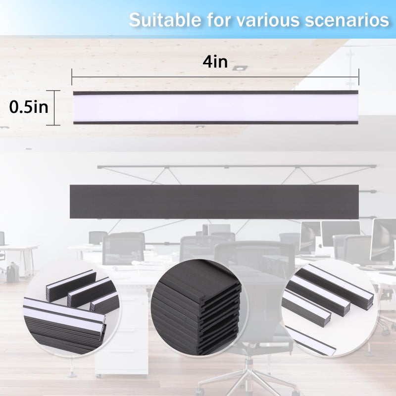 Eeoyu Magnetic Label Holders with Magnets Magnetic Data Card Holders with Clear Plastic Protectors for Metal Shelf  Whiteboard  Set of 50 (0.5 x 4 Inch) - Image 2